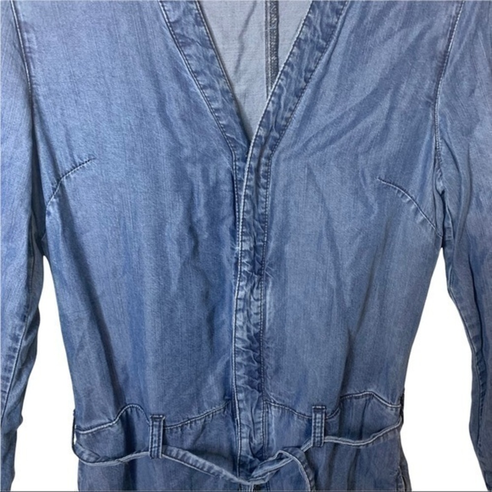 FREE PEOPLE LOU DENIM BELTED CHAMBRAY V-NECK JUMPSUIT - Picture 8 of 16